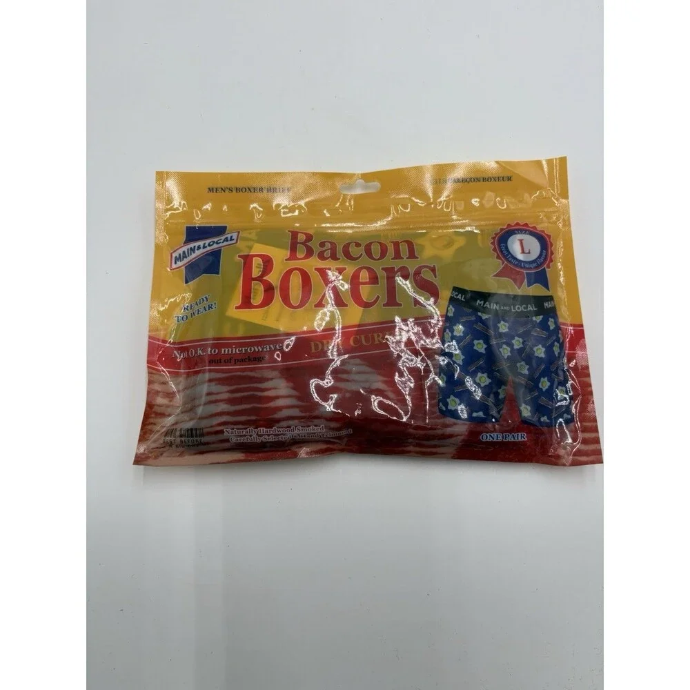 Bacon Theme Boxer Briefs Underwear Men's Size Large Funny Gift